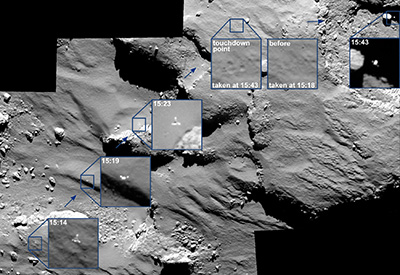 ROSETTA : reconstitution de l’atterrissage de Philae sur la comète Chury